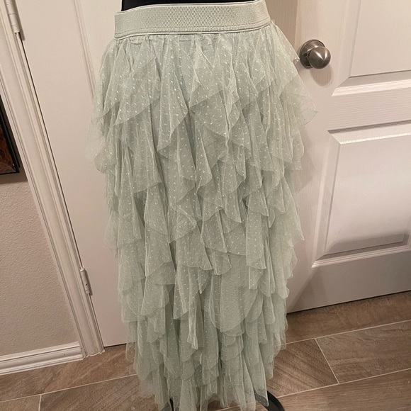 Elegant Mint Green Layered Tulle Skirt Anthropologie - Picture 1 of 3